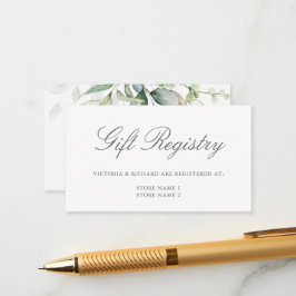 Cartão De Informações Elegante Eucalyptus Greenery Dourado Gift Registro
