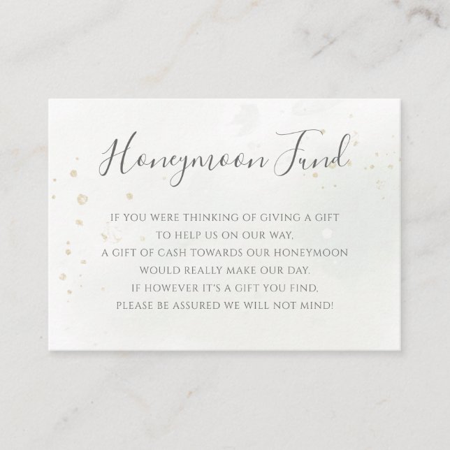 Cartão De Informações Elegante Eucalyptus Greenery Dourado Honeymoon (Frente)