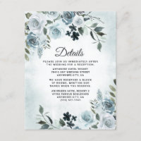 Elegante Floral Azul Poeirento Aquarela Casamento 