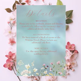 Cartão De Informações Elegante Floral em Aquarela Azul