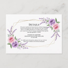 Cartão De Informações Elegante Floral Geométrico de Casamento com Lavand