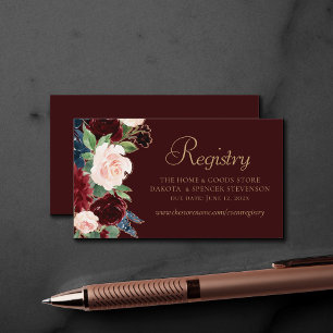 Cartão De Informações Elegante Floral   Sítio Web Burgundy Marsala