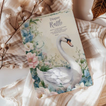 Elegante Floral Swan Blush Diapper Rosa Raffle