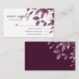 Cartão De Informações Elegante Folha da Floresta Burgundy RSVP de Casame