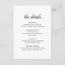 Cartão De Informações Elegante Formal Black White Detalhes Simples Casam