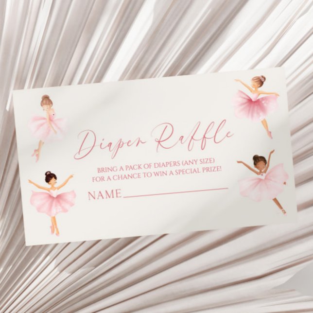 Cartão De Informações Elegante Fralda de Ballerina Rosa Raffle (Criador carregado)