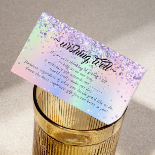 Cartão De Informações Elegante Glitter Holo Wishing Good para Casamento