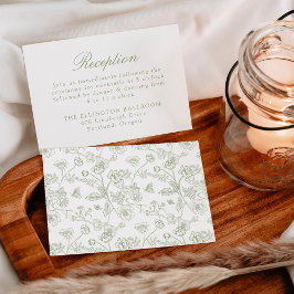 Cartão De Informações Elegante Green Chinoiserie Floral Recepção de casa