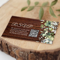 Elegante Greenery Rustic Wood Weding Código QR RSV