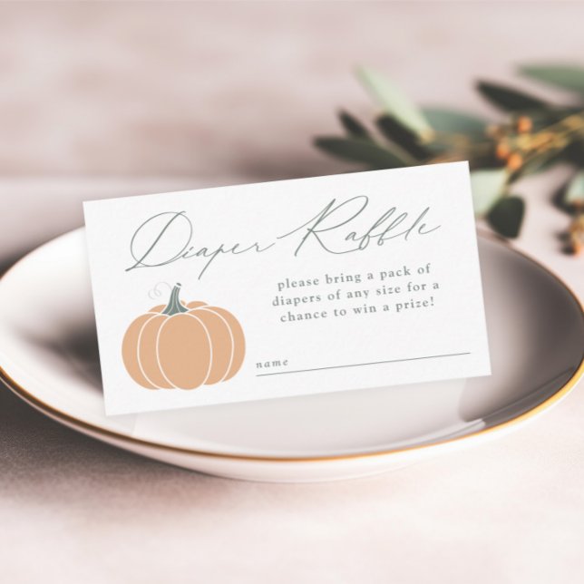 Cartão De Informações Elegante Laranja Pumpkin Fralda Raffle (Elegant orange pumpkin diaper raffle baby shower invitation enclosure cards.)
