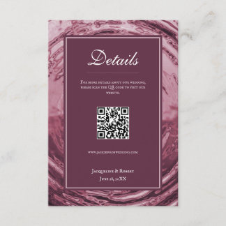 Cartão De Informações Elegante Líquido Cromado Água Rosa Casamento