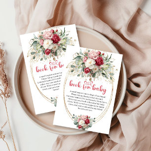 Cartão De Informações Elegante Livro Burgundy Blush Dourado Floral para