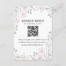 Elegante Magnolia Eucalyptus QR Code RSVP Enc