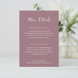 Cartão De Informações Elegante Mauve Clean Wedding
