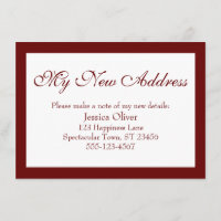 Elegante Meu Novo Endereço Bordado Burgundy & Bran
