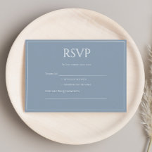 Elegante Moderno Azul Empoeirado Monograma RSVP 