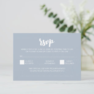 Cartão De Informações Elegante Moderno Casamentos Azuis Casamento QR Cód