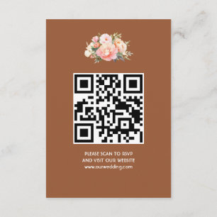 Cartão De Informações Elegante Moderno Simples Boho Casamento QR Code RS
