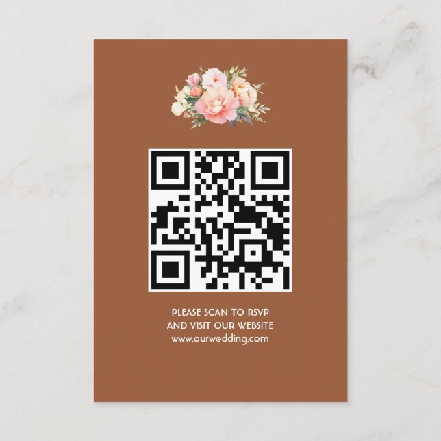Cartão De Informações Elegante Moderno Simples Boho Código QR RSVP Casam (Verso)