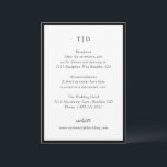 Cartão De Informações Elegante Monograma Preto e Branco Casamento Modern<br><div class="desc">Cartões de acompanhamento de casamento moderno com design limpo e fontes serif e script.</div>