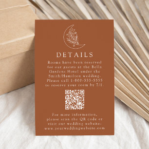 Cartão De Informações Elegante Moon Terracotta Detalhes do Casamento Cód