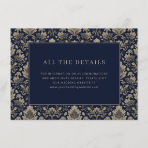 Cartão De Informações Elegante Naval Floral