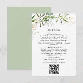 Cartão De Informações Elegante Olive Greenerescer Detalhes Código QR