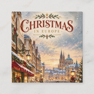 Cartão De Informações Elegante Paisagem Urbana Europeia de Natal