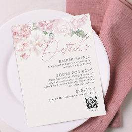 Cartão De Informações Elegante Peonies Girl Details QR Code