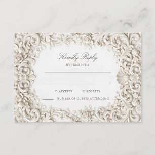 Cartão De Informações Elegante Quadro Barroco RSVP