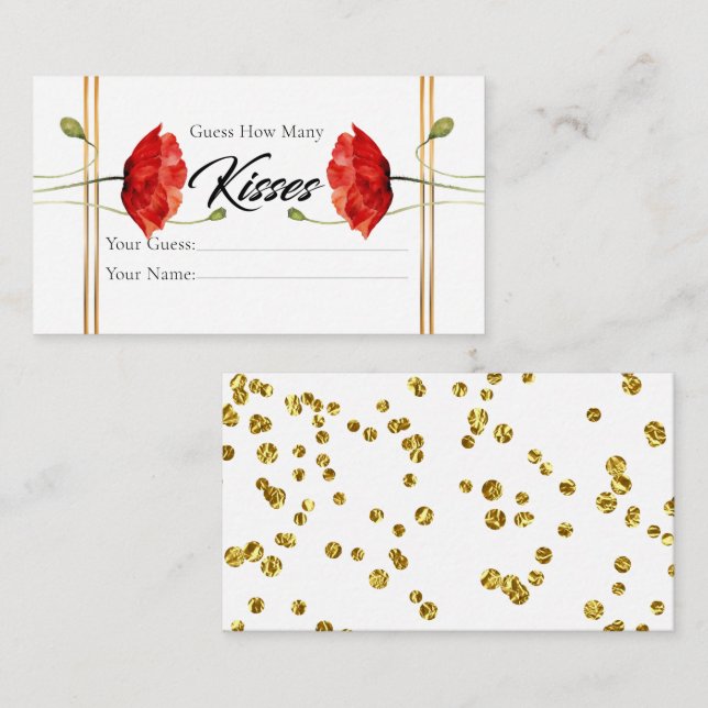 Cartão De Informações Elegante Quantos Kisses - Placa de Gabinete Bridal (Frente/Verso)