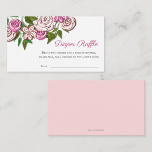 Cartão De Informações Elegante Raffle Chá de fraldas Floral