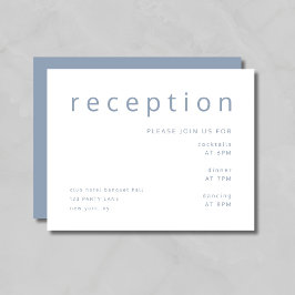 Cartão De Informações Elegante Recepção de casamento azul empoeirada