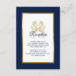 Cartão De Informações Elegante Recepção de Casamento Cavalos-Marinhos Az
