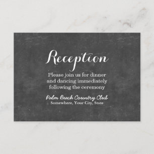 Cartão De Informações Elegante Recepção de Casamento com Quadro Negro