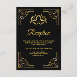 Cartão De Informações Elegante Recepção de Casamento de Flor de Lótus em