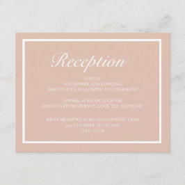 Cartão De Informações Elegante Recepção de Casamento Moderna Rosa e Bran