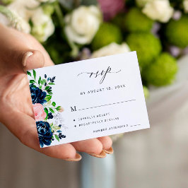 Cartão De Informações Elegante resposta de RSVP de casamento floral rosa