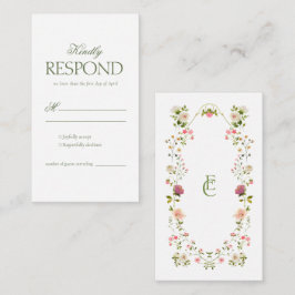 Cartão De Informações Elegante Rococo floral Wedding RSVP