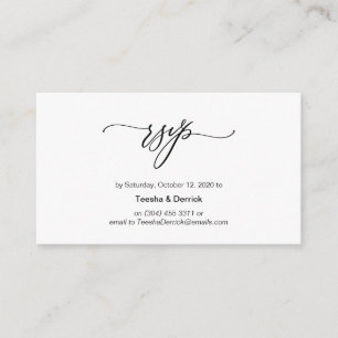 Cartão De Informações Elegante Romântico, Fonte Negra, RSVP de Casamento