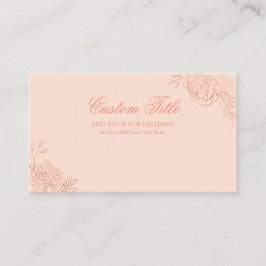 Cartão De Informações Elegante rosa rosa rosa Dourada Sketch Floral Pers