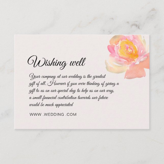 Cartão De Informações Elegante rosas de aquarela Casamento Bem-Vindo Enc (Frente)