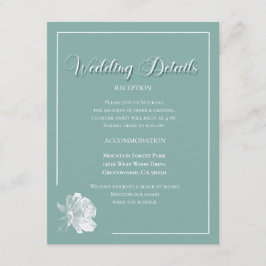 Cartão De Informações Elegante Roteiro Verde Sage Floral Casamento