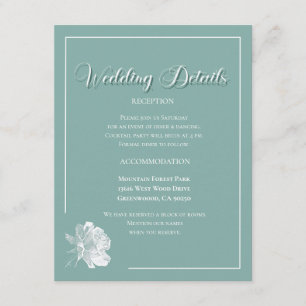 Cartão De Informações Elegante Roteiro Verde Sage Floral Casamento