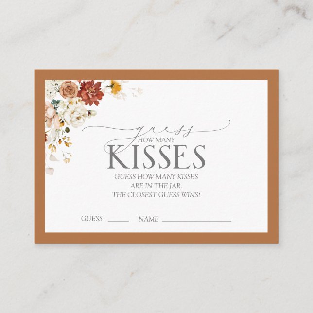 Cartão De Informações Elegante Rust Orange Floral Game Encl (Frente)