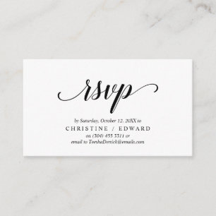 Cartão De Informações Elegante Rustic, Black Script, resposta RSVP