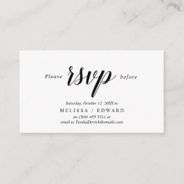 Cartão De Informações Elegante Rustic, Black Script, RSVP respondem, Res