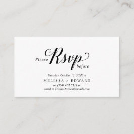 Cartão De Informações Elegante Rustic, Black Script, RSVP respondem, Res