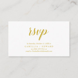 Cartão De Informações Elegante Rustic, Dourado Script, resposta RSVP