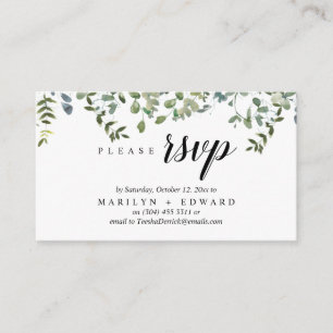 Cartão De Informações Elegante Rusticidade Verde, Lembrete de RSVP